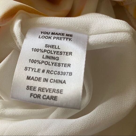 NEW RAHI ivory/yellow marble print midi dress L - Picture 7 of 7